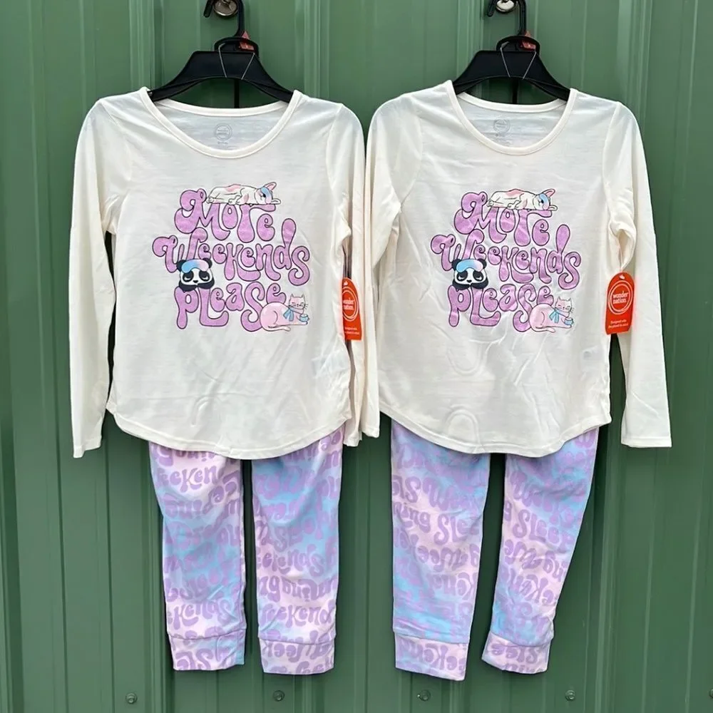 Long Sleeve Top with Jogger Pants Pajama Lounge Sleep 2pc Set 2-Pack Size M